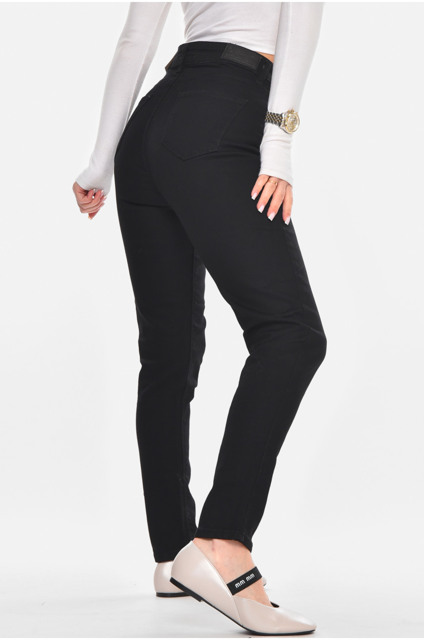 Джинси жіночі однотонні чорного кольору 2003 210587