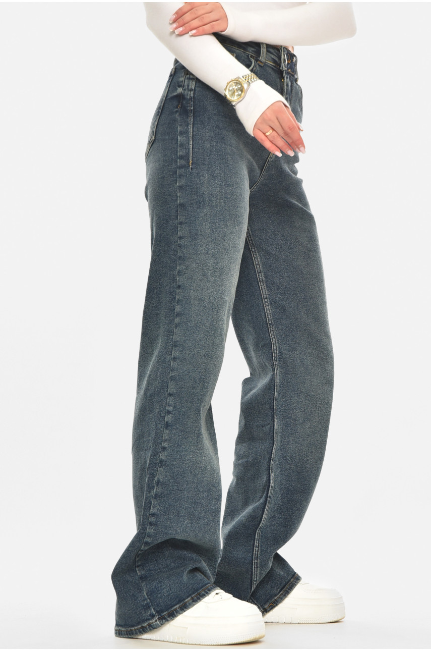 Джинсы женские однотонные тёмно-синего цвета 2021 210589