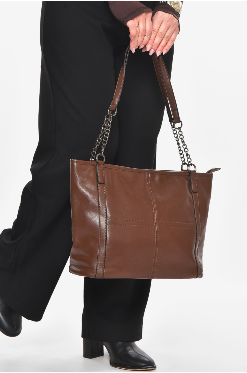 Сумка женская из экокожи темно-коричневого цвета МН-39966 210592