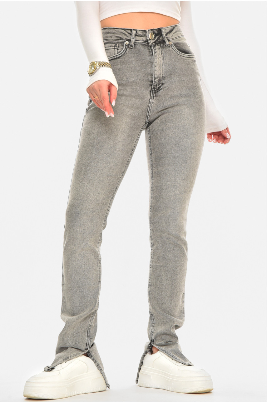 Джинсы женские однотонные серого цвета 00619 210594