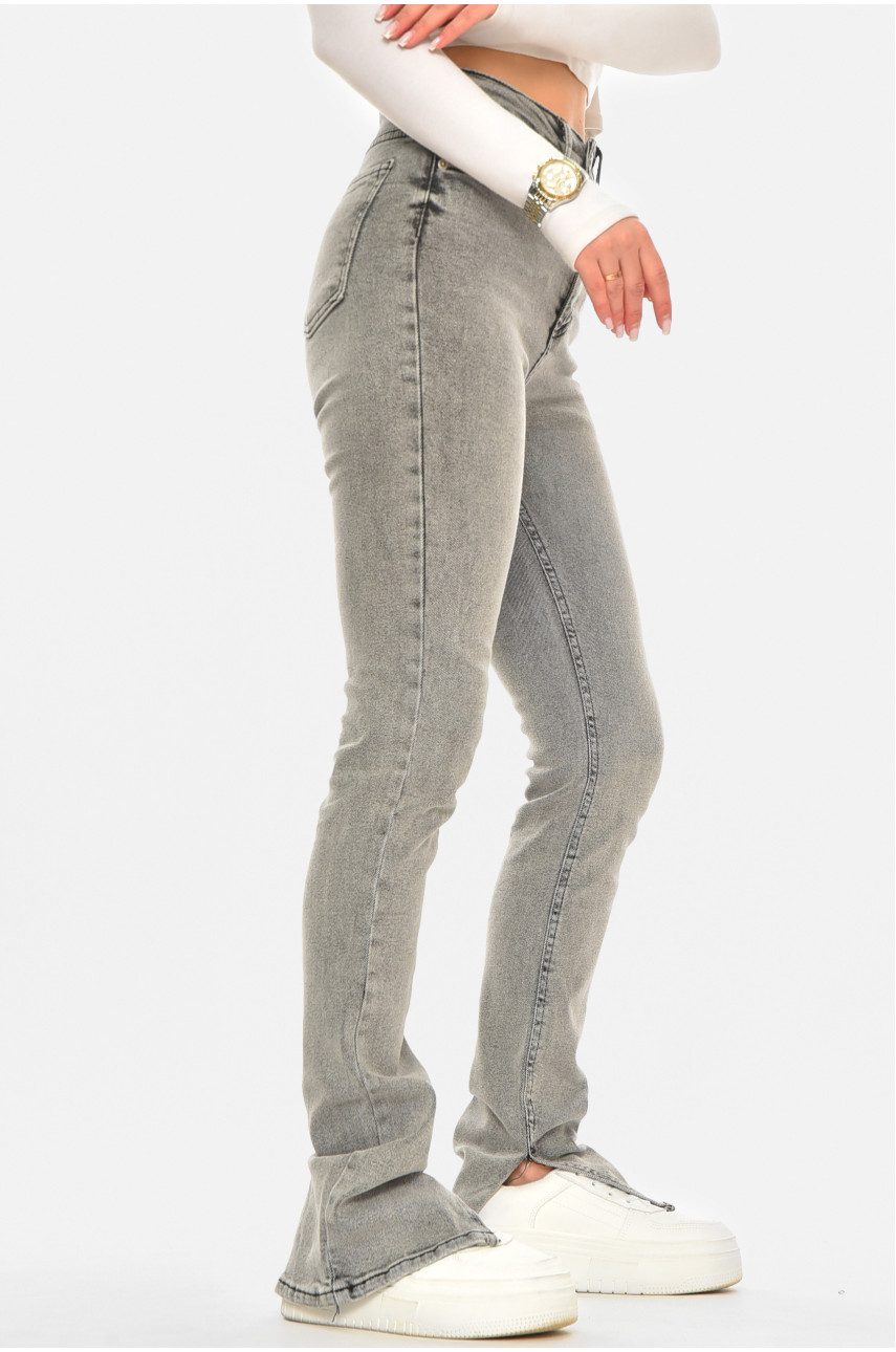 Джинсы женские однотонные серого цвета 00619 210594
