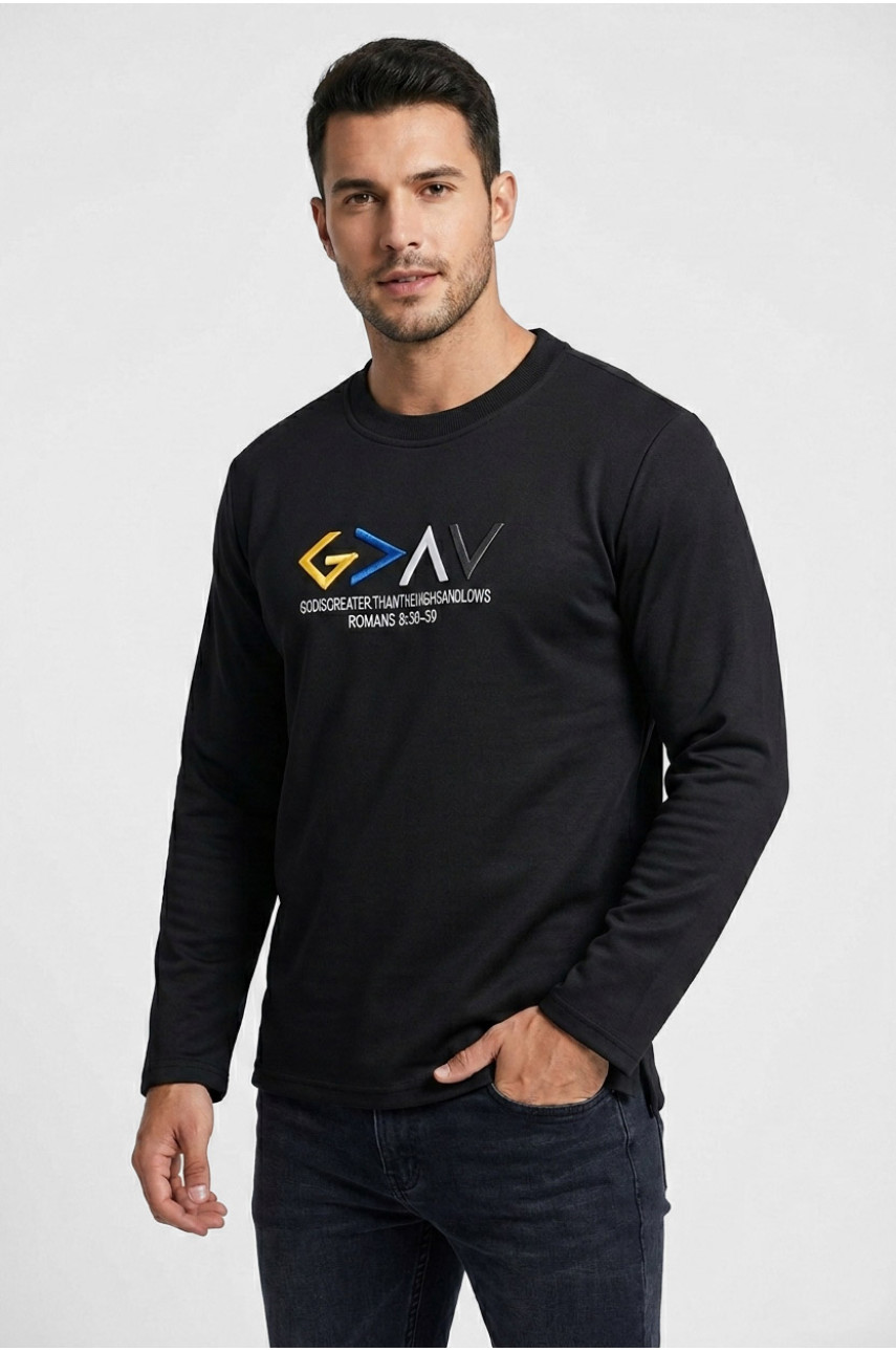 Світшот чоловічий чорного кольору з принтом 7717 210603