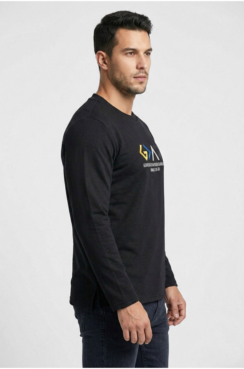 Світшот чоловічий чорного кольору з принтом 7717 210603