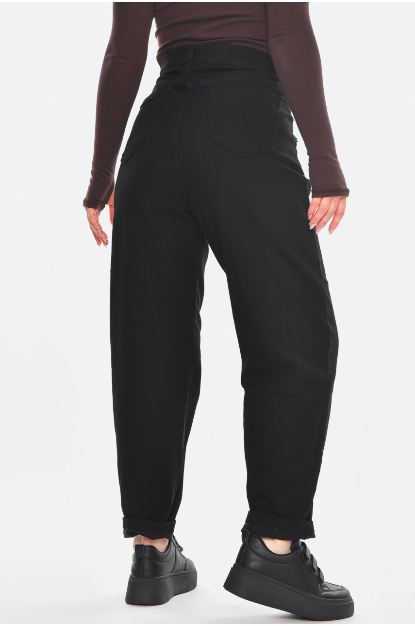 Джинси жіночі однотонні чорного кольору 001195 210605