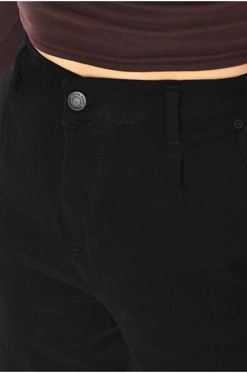 Джинси жіночі однотонні чорного кольору 001195 210605