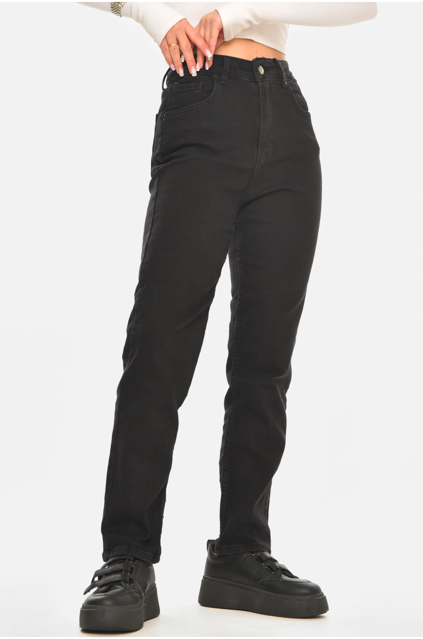 Джинсы женские однотонные черного цвета 00761 210606