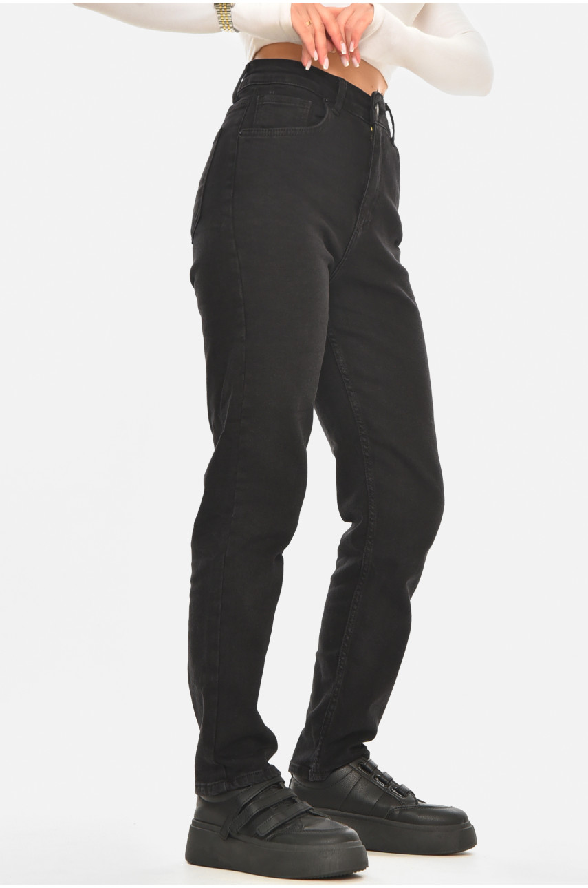 Джинсы женские однотонные черного цвета 00761 210606