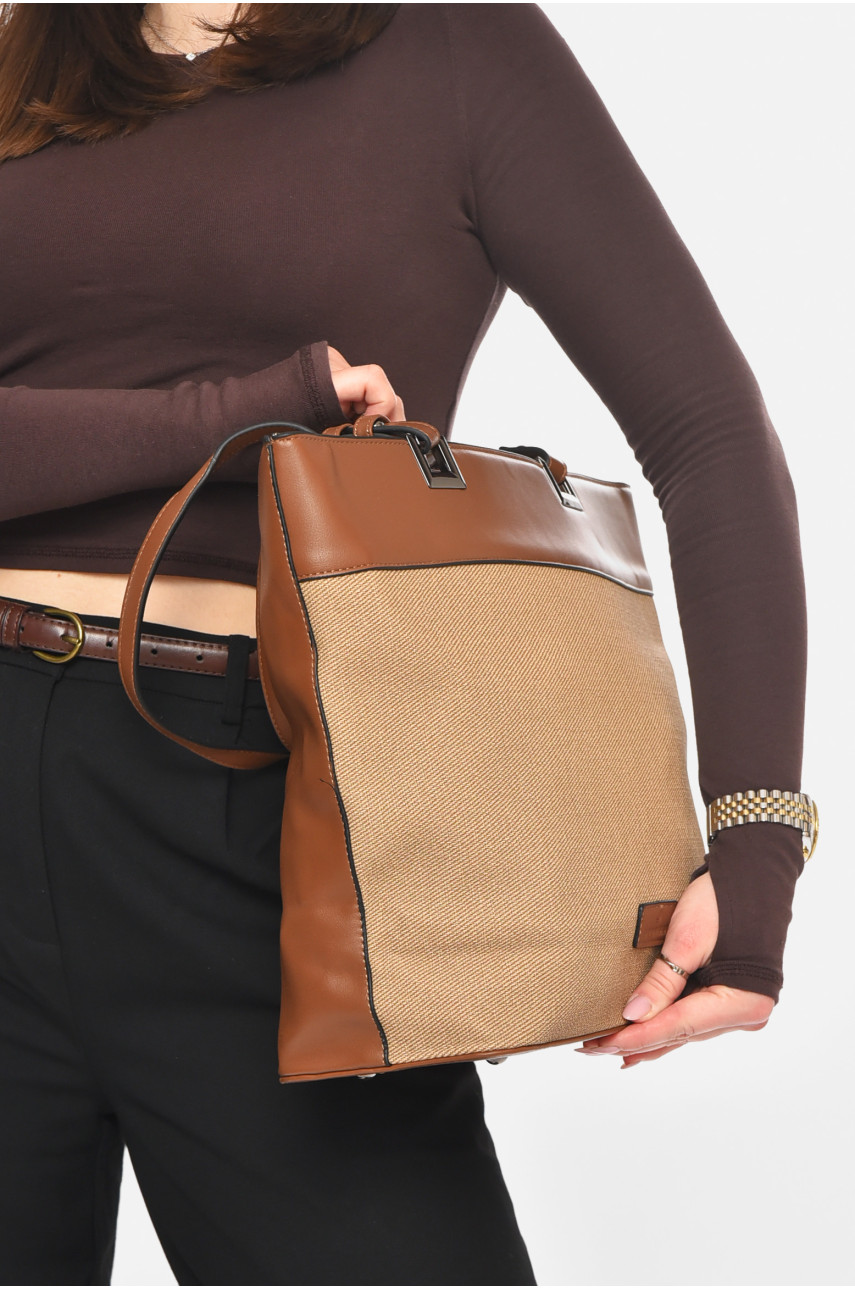 Сумка женская из экокожи светло-коричневого цвета МН-39997 210608