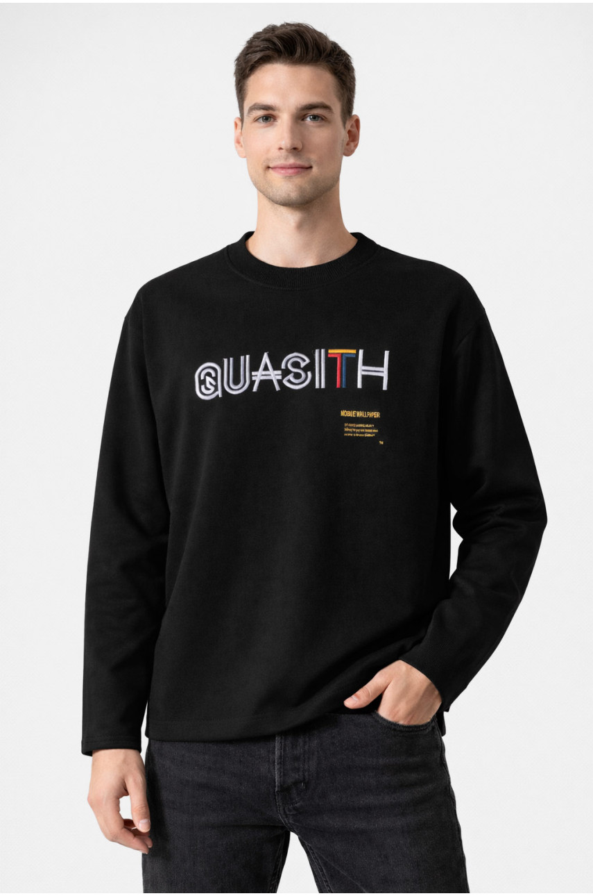 Світшот чоловічий чорного кольору з принтом 7716 210615