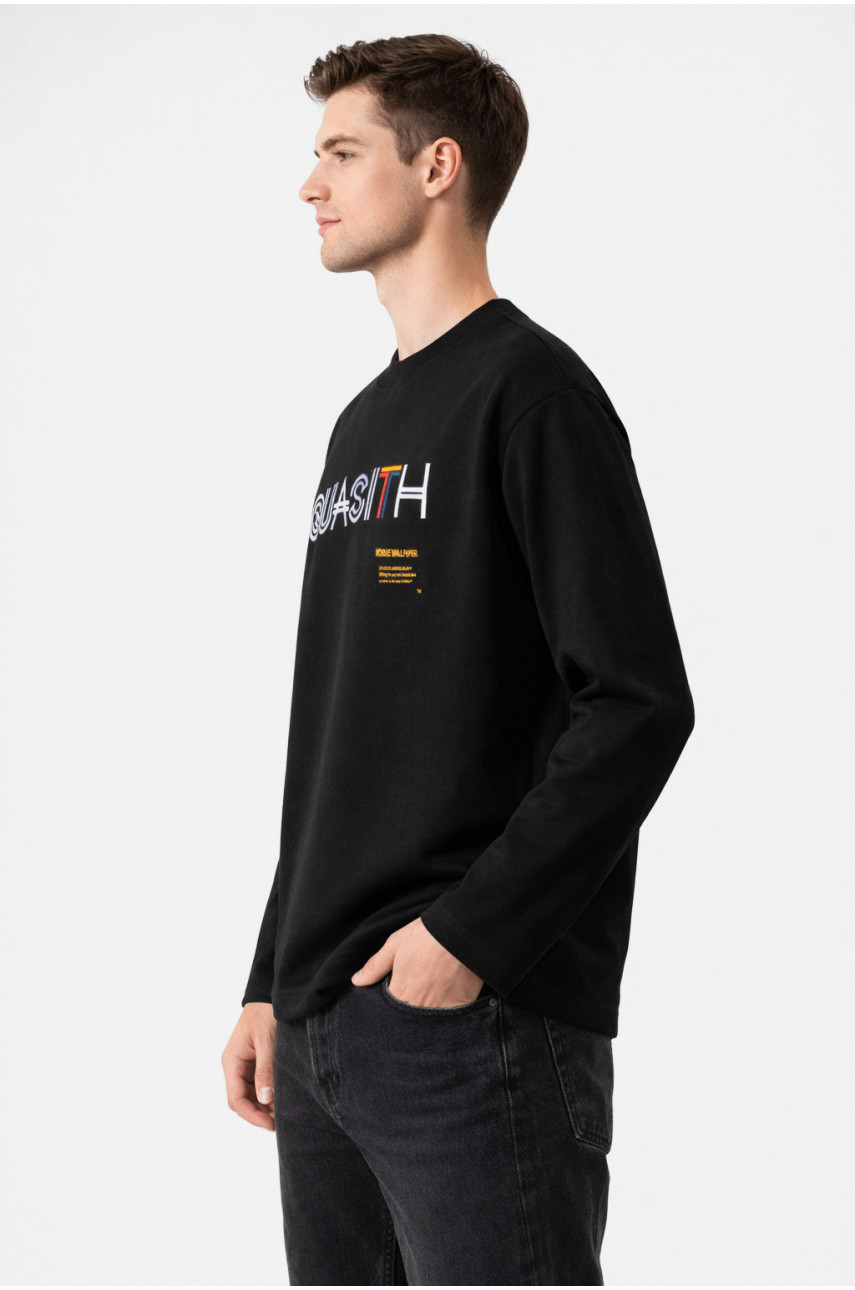 Світшот чоловічий чорного кольору з принтом 7716 210615