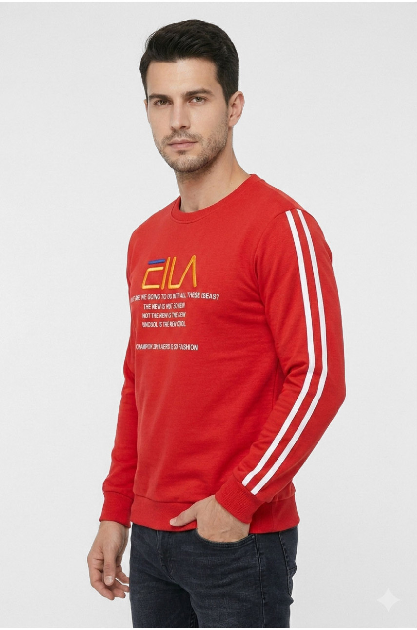 Світшот чоловічий червоного кольору з принтом 7719 210618