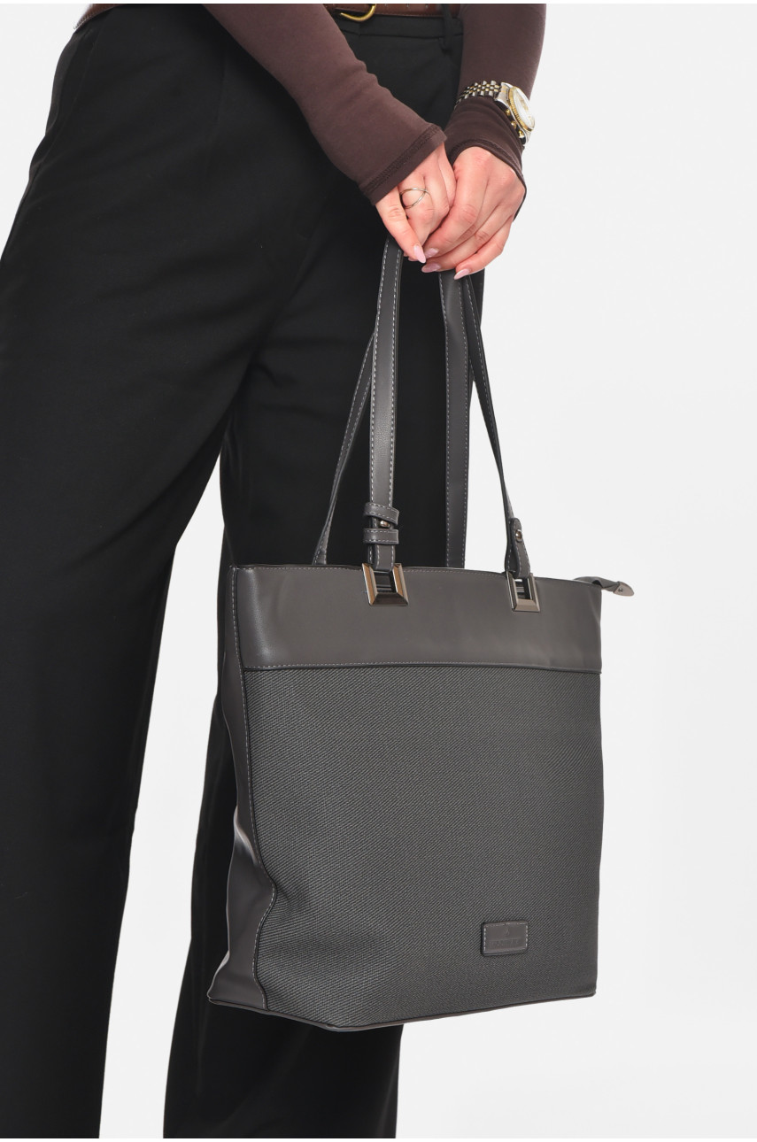 Сумка женская из экокожи темно-серого цвета МН-39997 210619