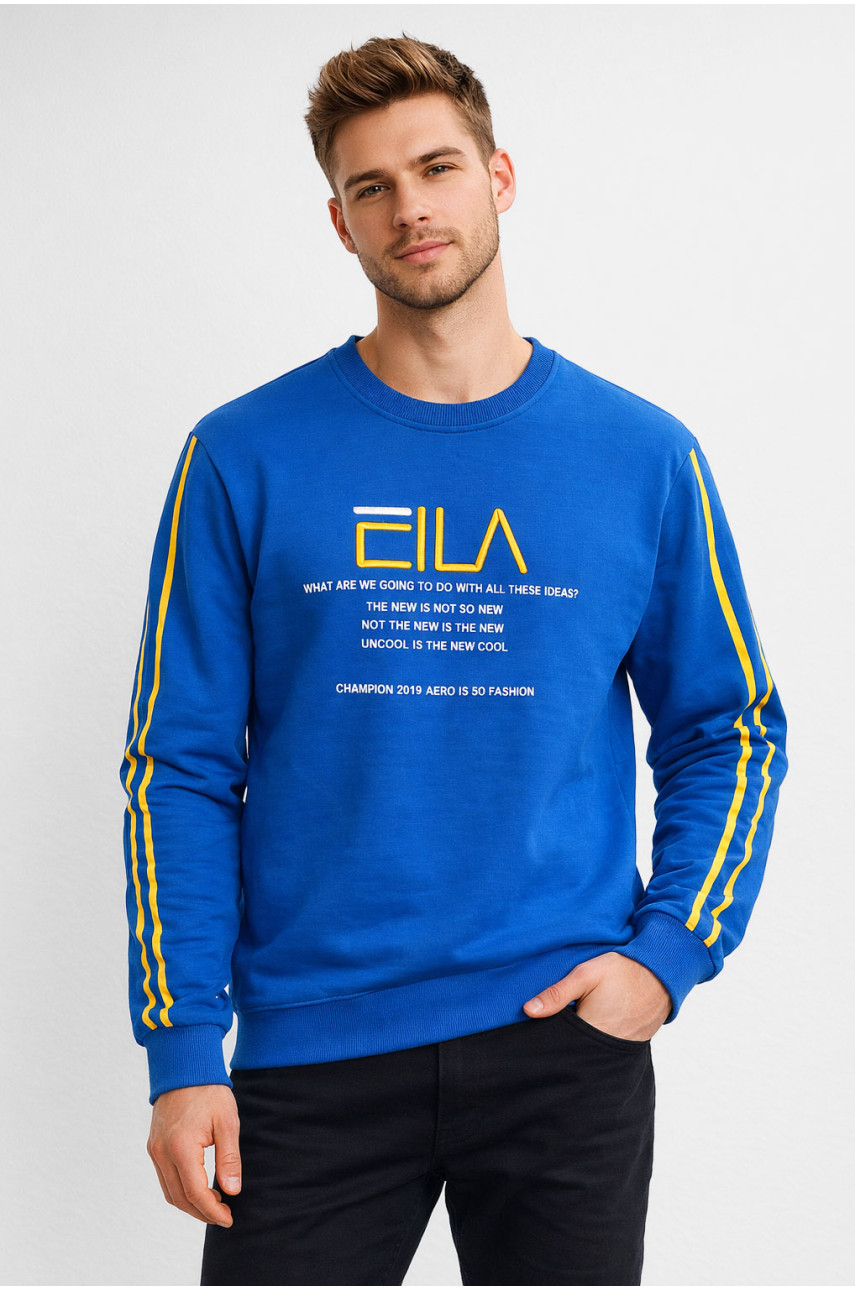 Світшот чоловічий синього кольору з принтом 7719 210620