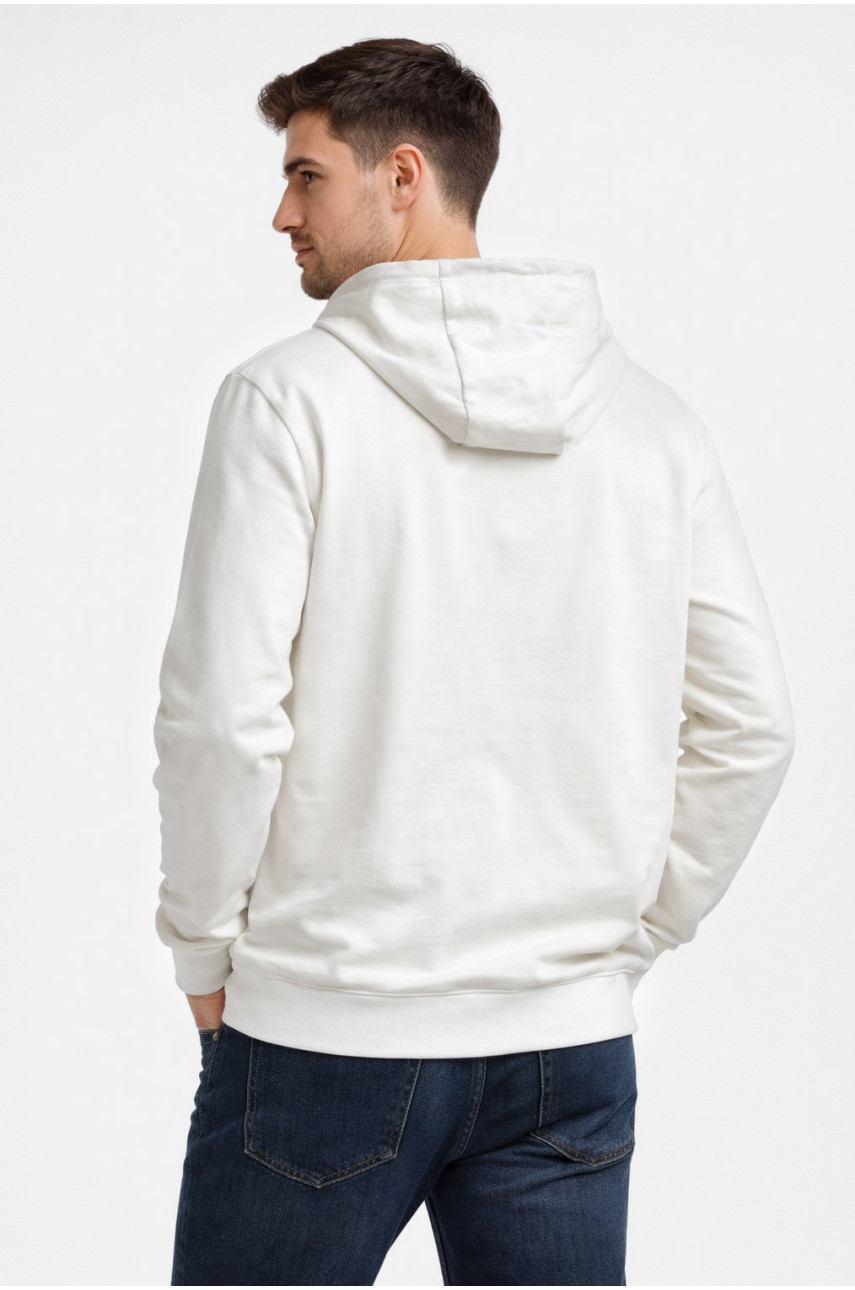 Худі чоловічий білого кольору з принтом 7721 210622