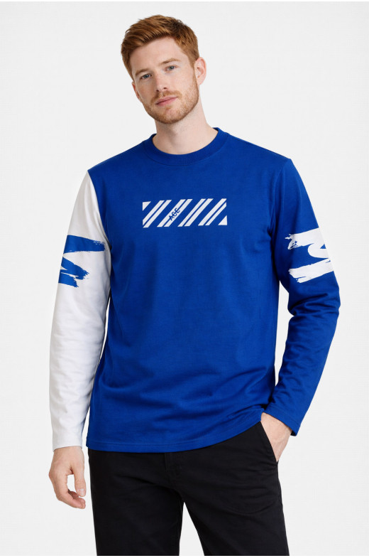 Свитшот мужской синего цвета с принтом 7713 210626