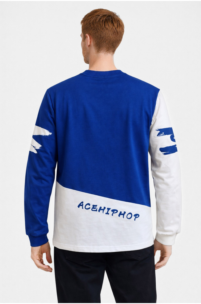 Свитшот мужской синего цвета с принтом 7713 210626
