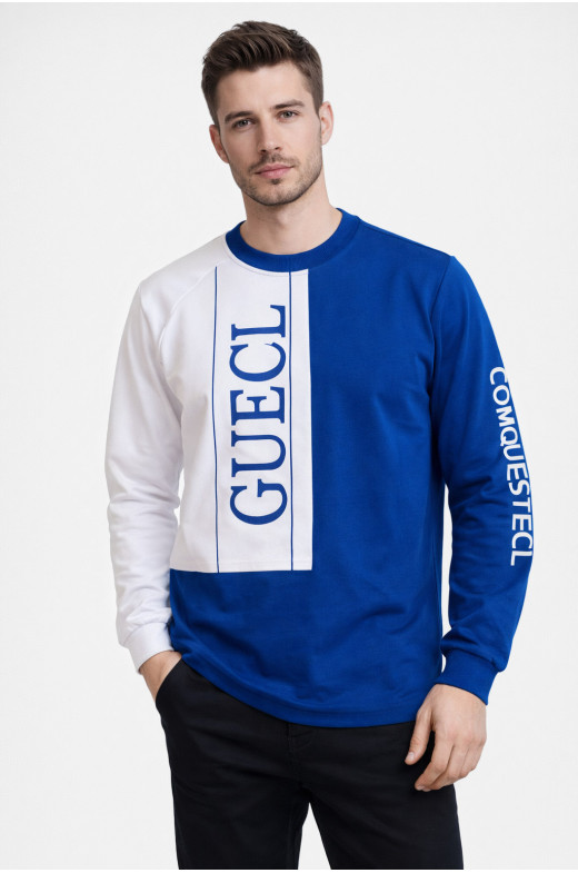 Свитшот мужской сине-белого цвета с принтом 7702 210629