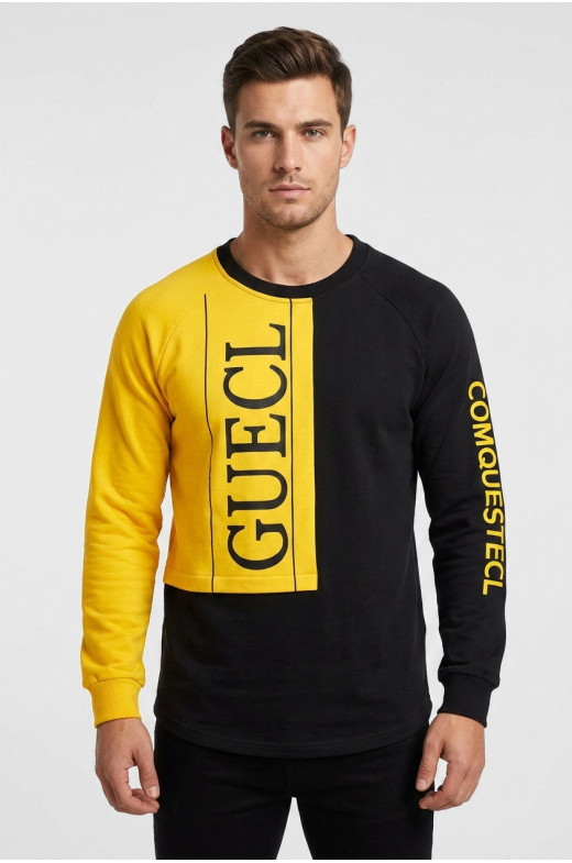 Свитшот мужской черно-желтого цвета с принтом 7702 210631