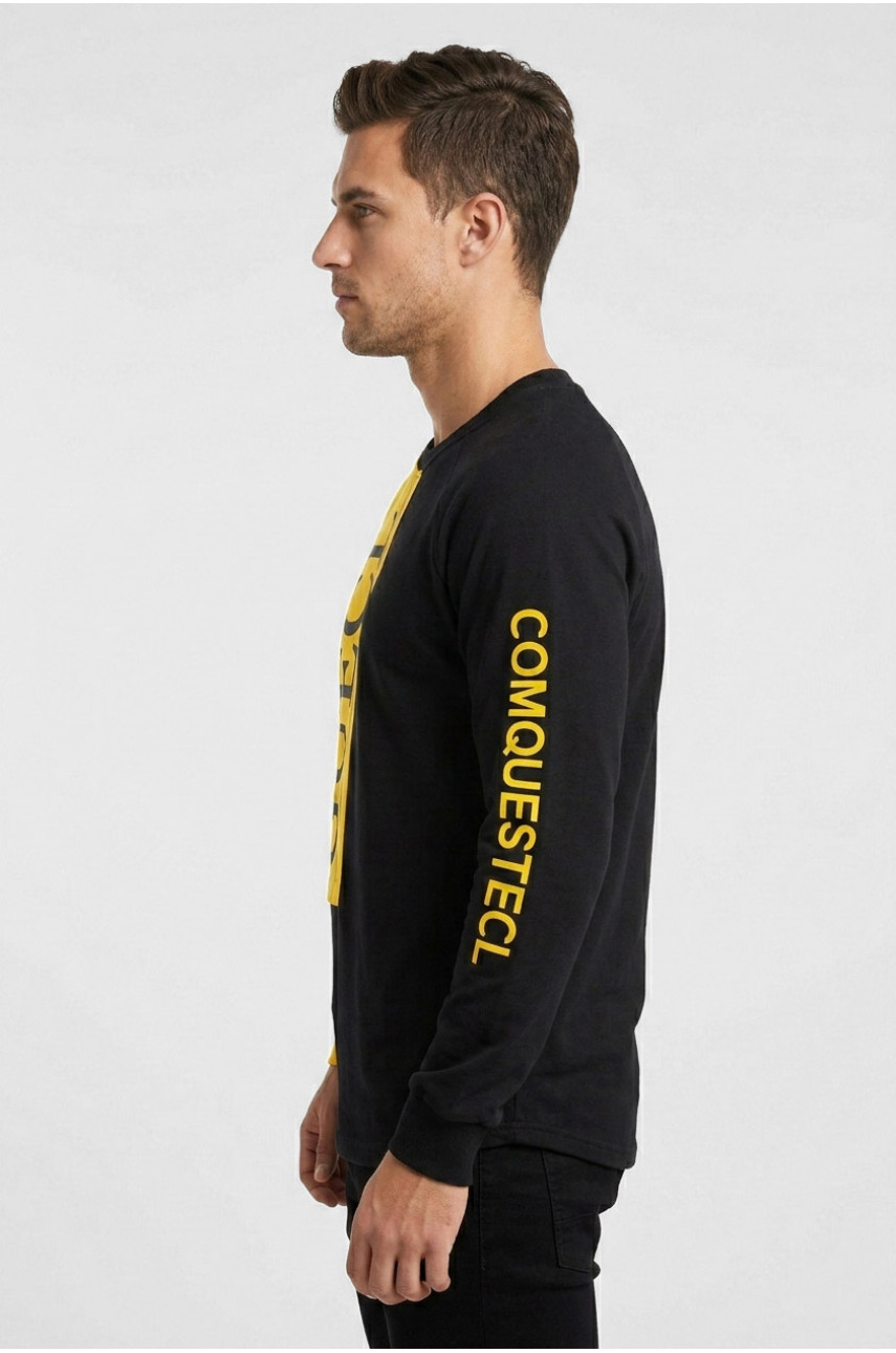 Свитшот мужской черно-желтого цвета с принтом 7702 210631