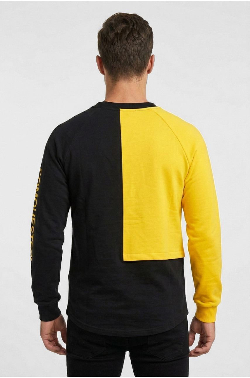 Свитшот мужской черно-желтого цвета с принтом 7702 210631