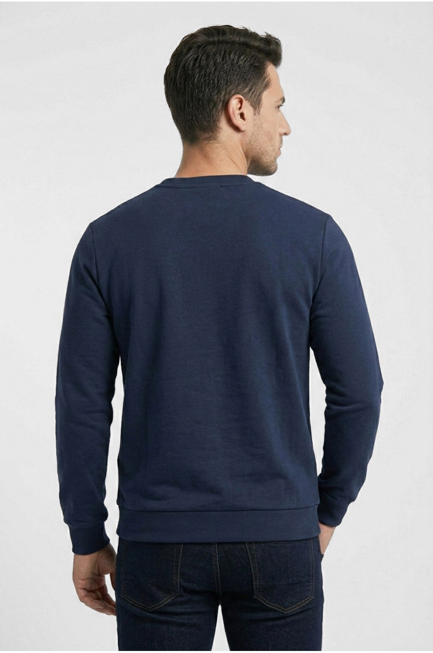 Світшот чоловічий темно-синього кольору з принтом а-21 210639