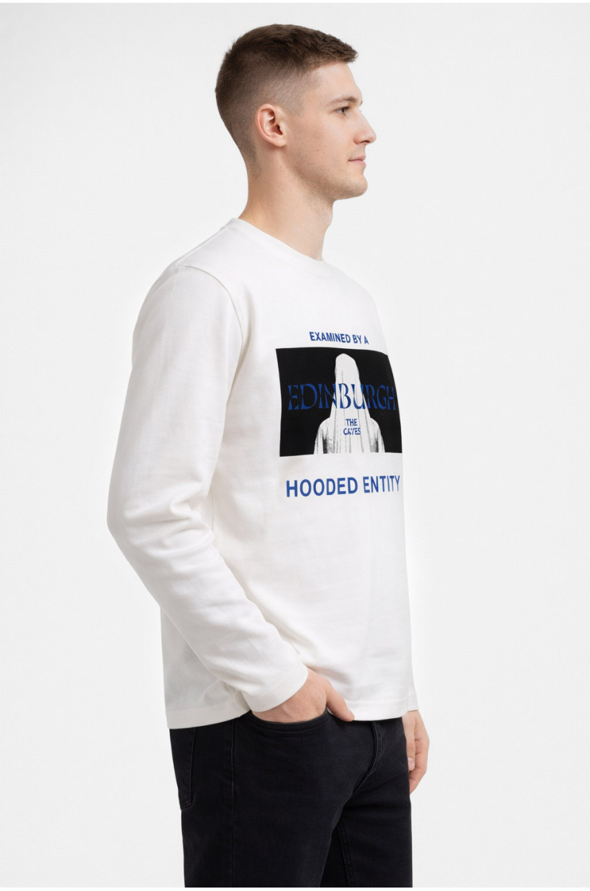 Свитшот мужской белого цвета с принтом 7706 210644
