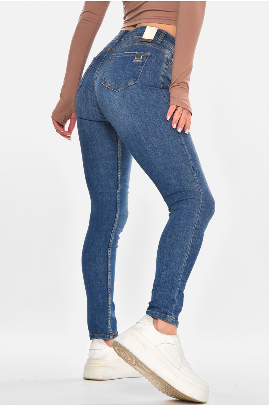 Джинси жіночі однотонні синього кольору 1065 210653