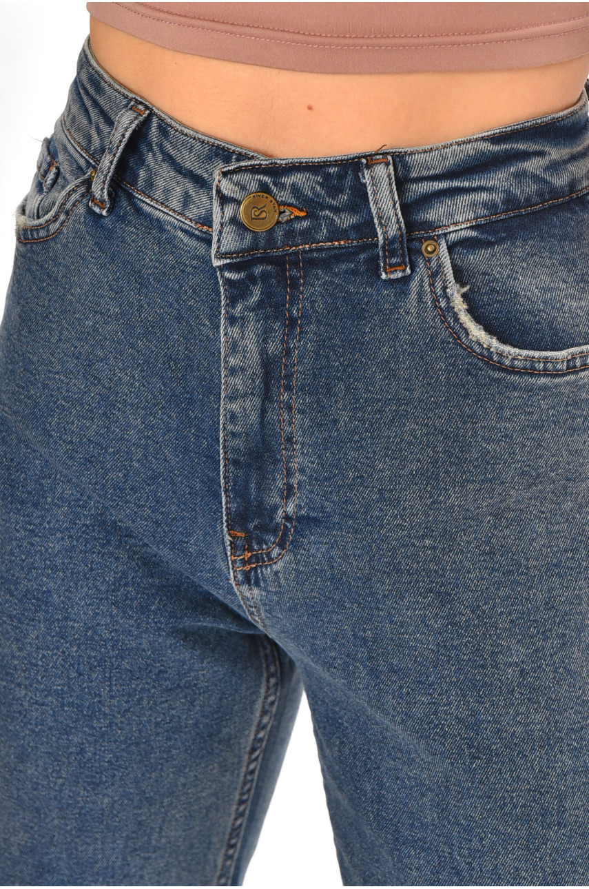 Джинси жіночі однотонні синього кольору 4506 210662