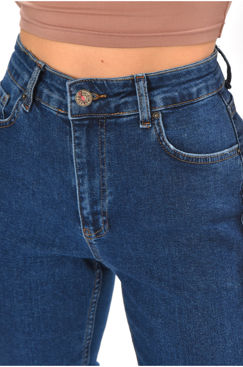 Джинси жіночі однотонні темно-синього кольору 3026 210665