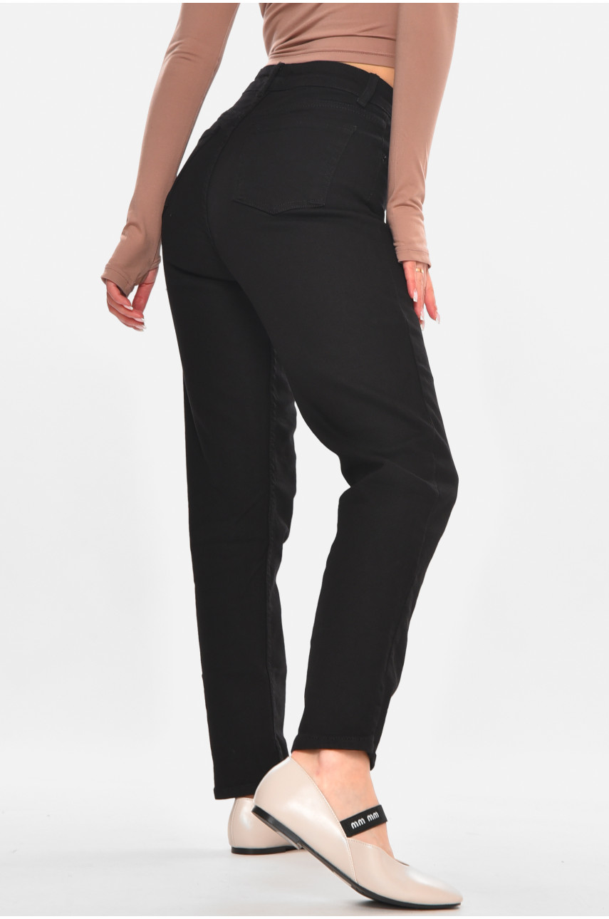 Джинси жіночі однотонні чорного кольору 00962/2 210667