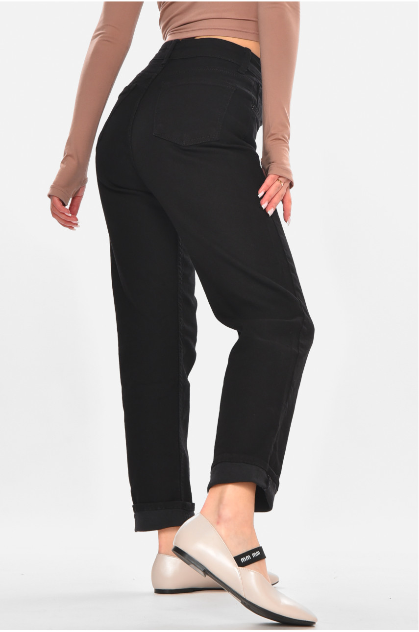 Джинси жіночі однотонні чорного кольору 00963/2 210668