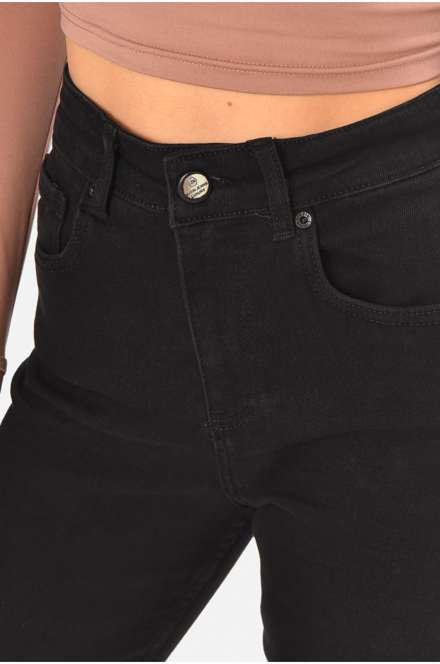 Джинси жіночі однотонні чорного кольору 00764 210670