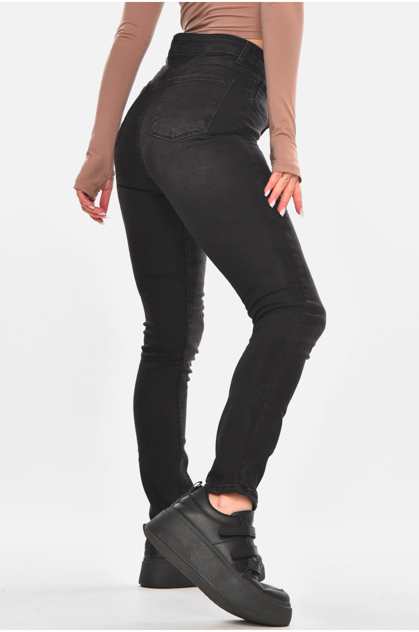 Джинси жіночі однотонні чорного кольору 00207 210671