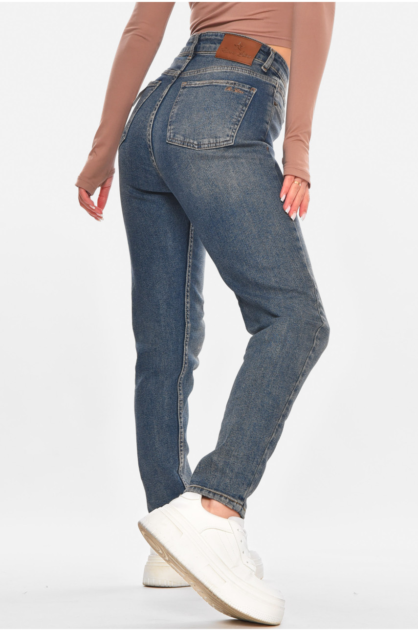 Джинси жіночі однотонні синього кольору 3019 210673