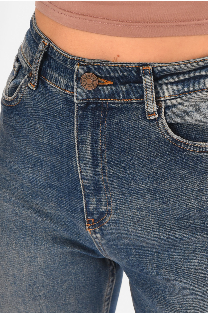 Джинси жіночі однотонні синього кольору 3019 210673