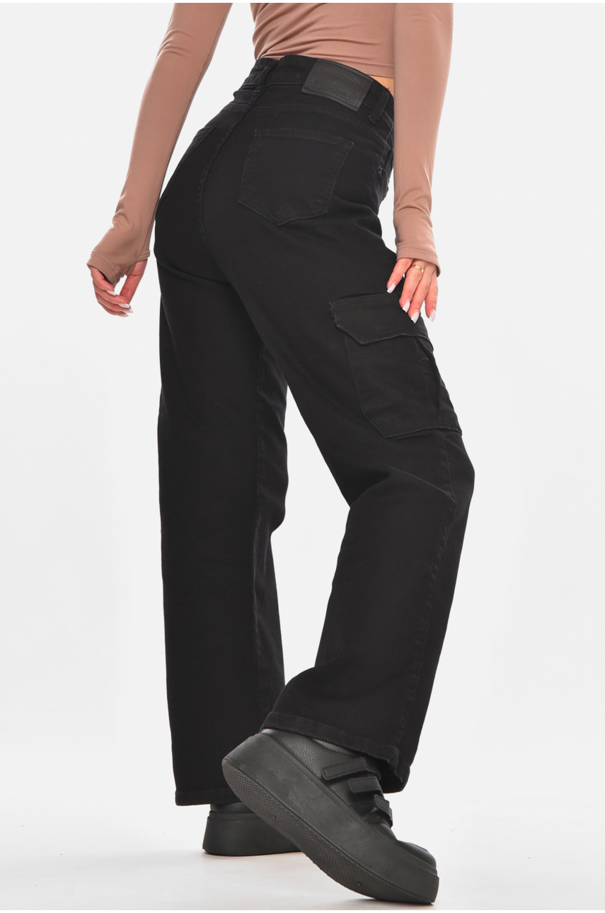 Джинси жіночі однотонні чорного кольору 00946 210674