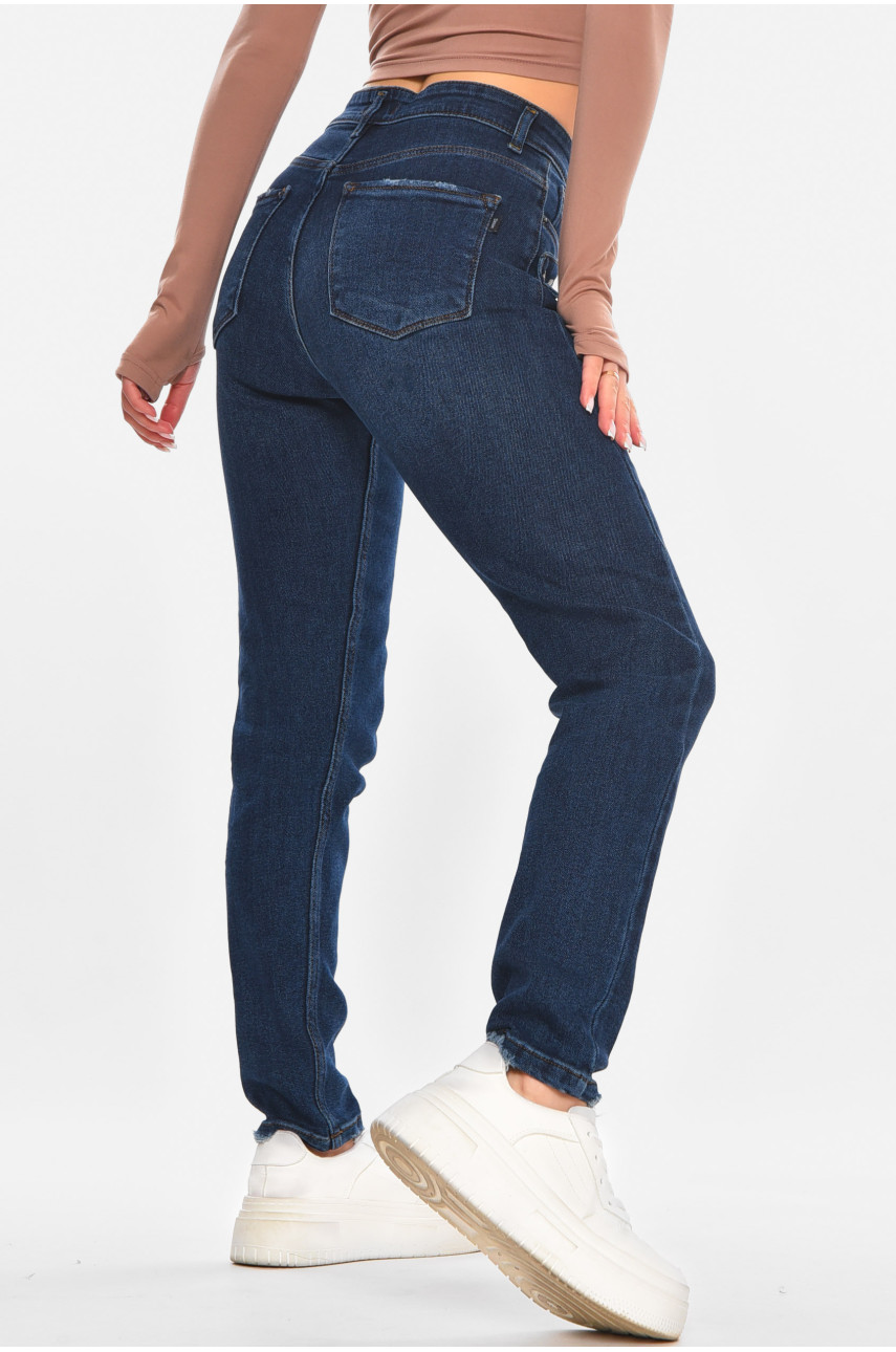 Джинси жіночі однотонні темно-синього кольору 1951 210675