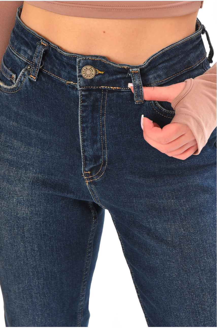 Джинси жіночі однотонні темно-синього кольору 1113 210683