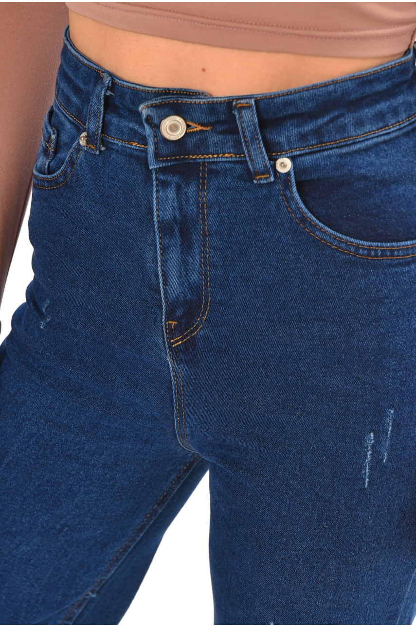 Джинси жіночі однотонні синього кольору 1037 210685