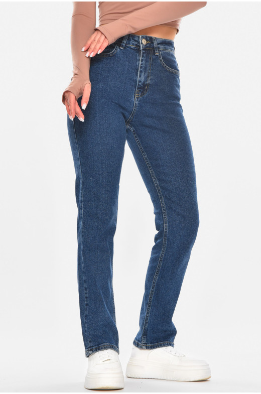 Джинсы женские однотонные тёмно-синего цвета 0146 210688