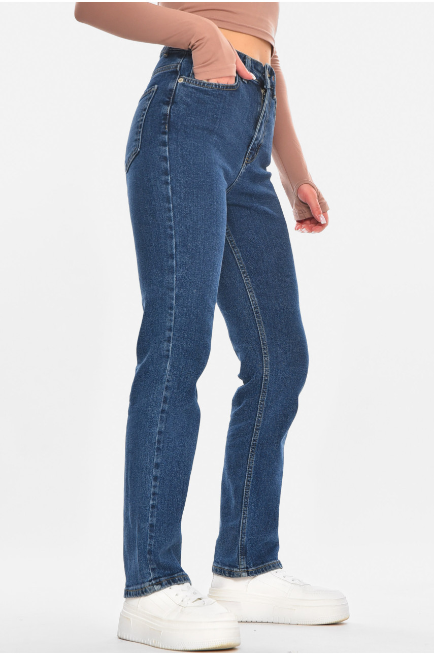 Джинсы женские однотонные тёмно-синего цвета 0146 210688