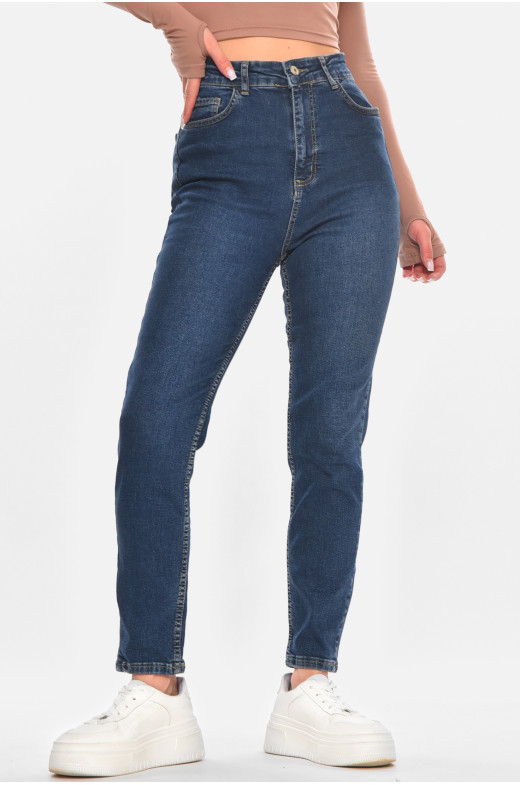 Джинсы женские однотонные тёмно-синего цвета 0789 210690