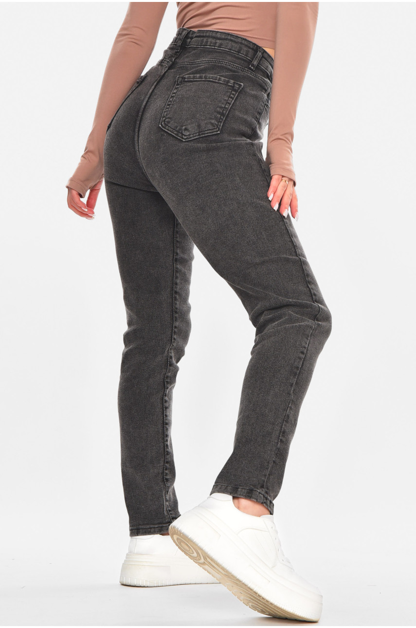 Джинси жіночі однотонні темно-сірого кольору 1912 210691