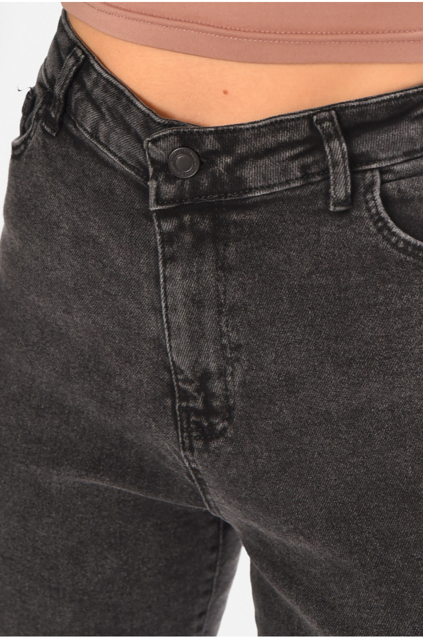 Джинси жіночі однотонні темно-сірого кольору 1912 210691