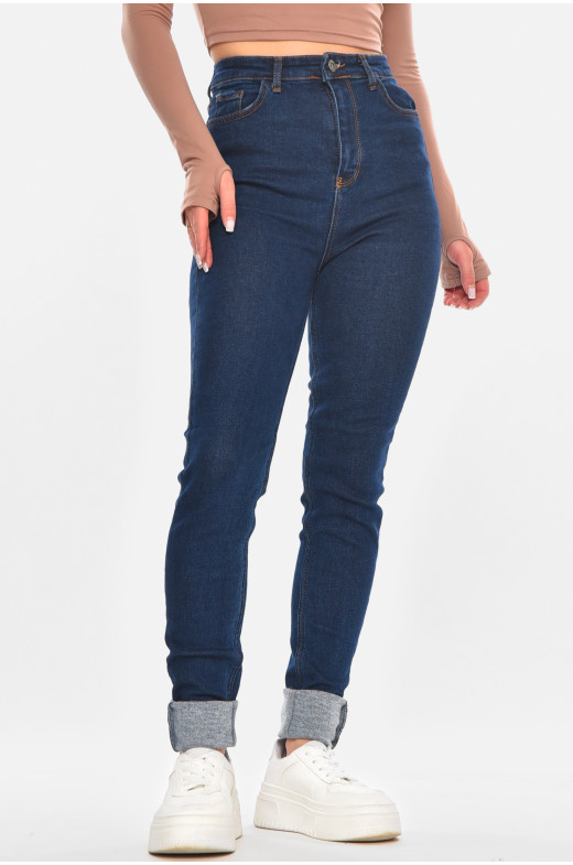 Джинсы женские однотонные тёмно-синего цвета 3185 210692