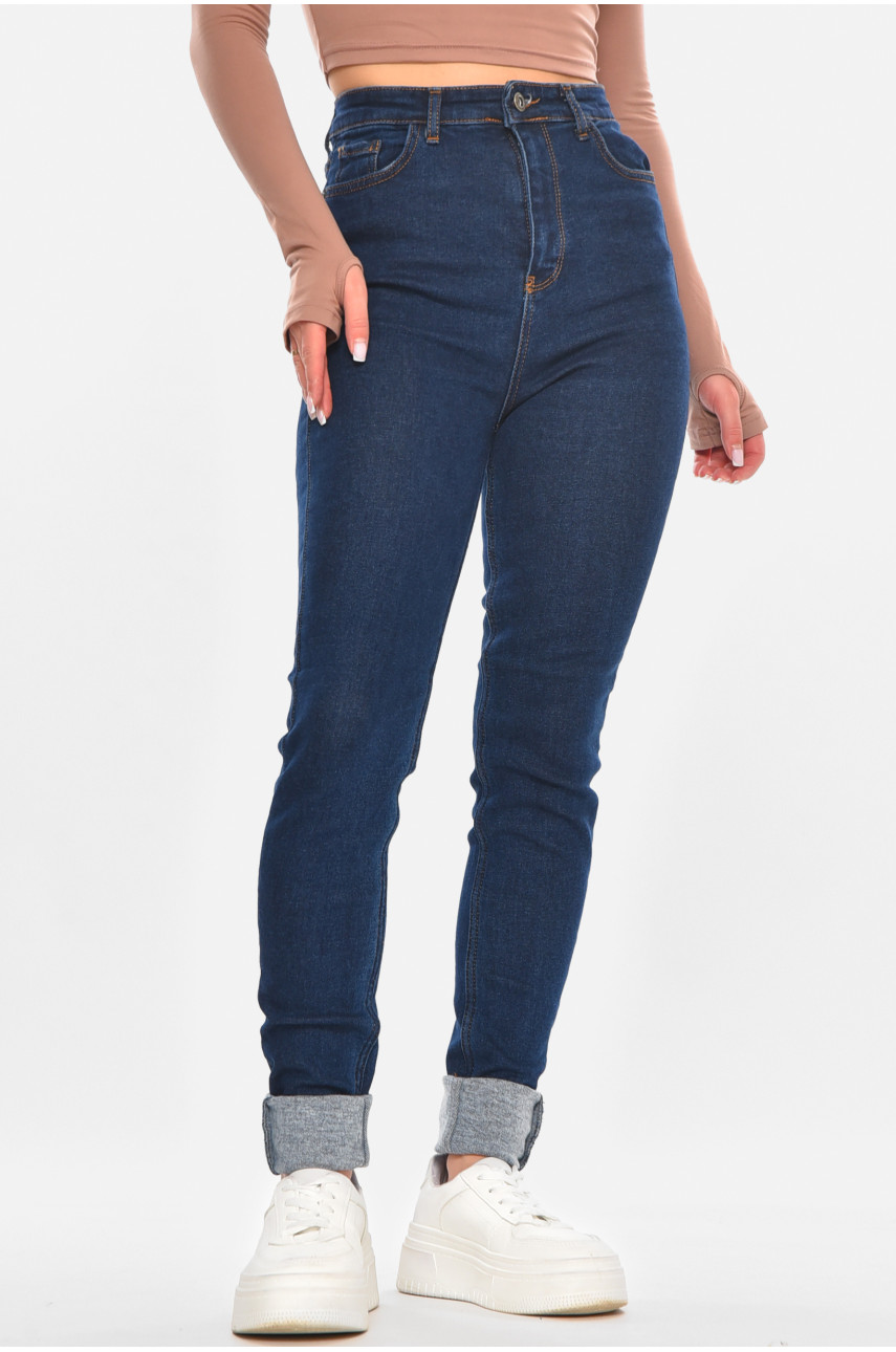 Джинсы женские однотонные тёмно-синего цвета 3185 210692