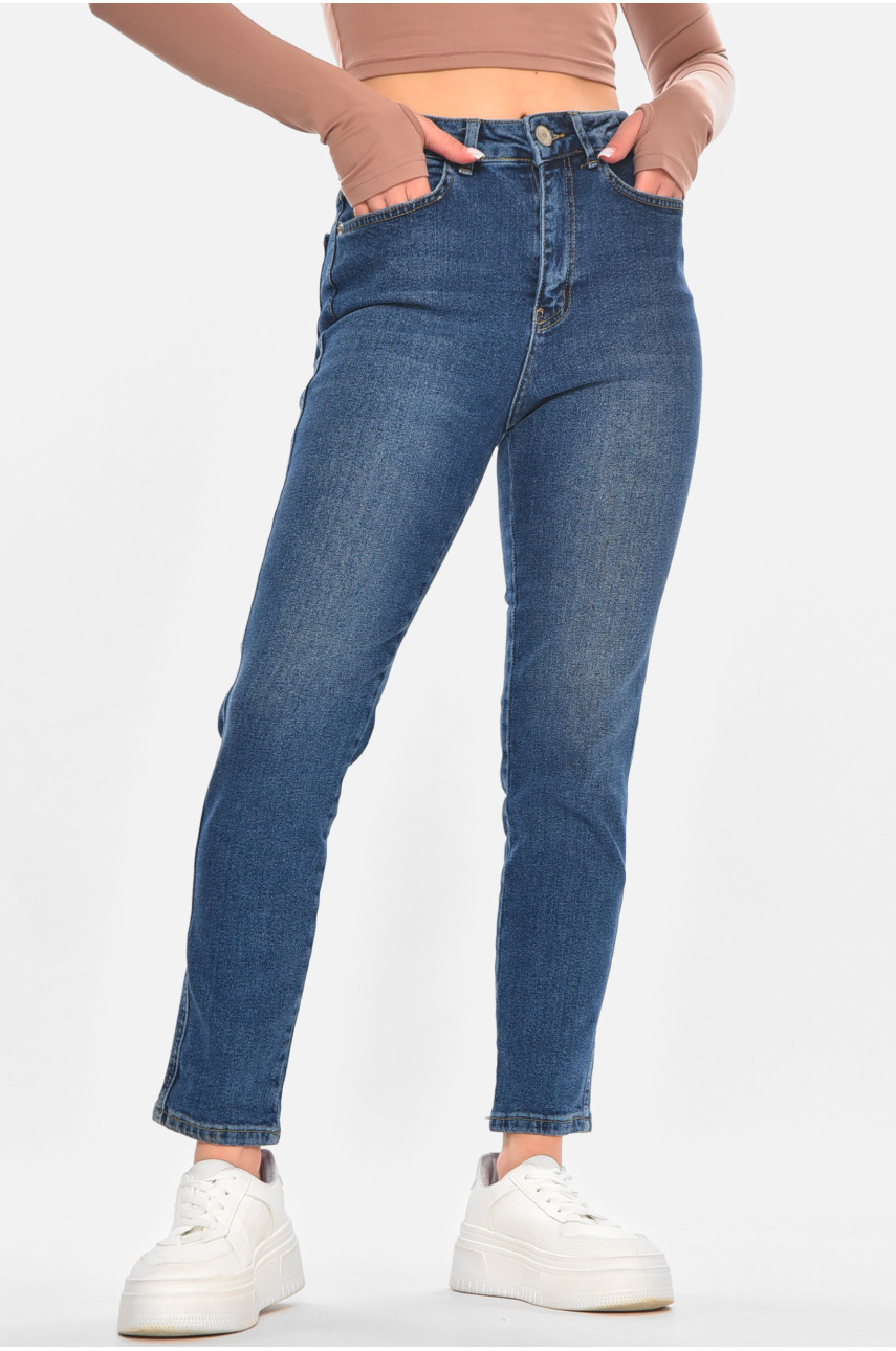 Джинсы женские однотонные синего цвета 0144 210694