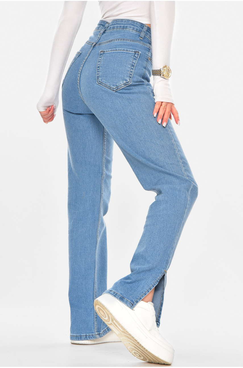 Джинсы женские однотонные голубого цвета 992 210715