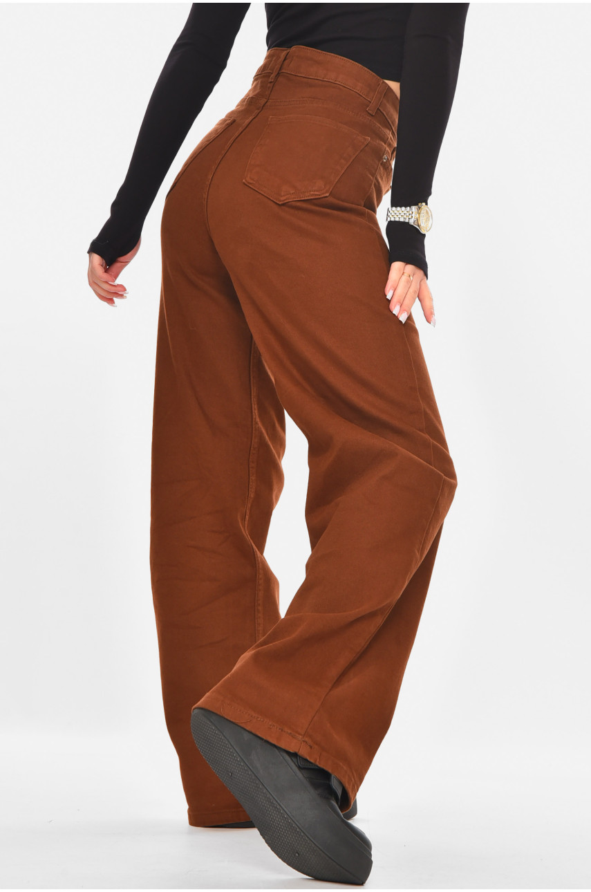 Джинсы женские однотонные тёмно-коричневого цвета 1037 210716 Джинсы женские однотонные тёмно-коричневого цвета 1037 210716