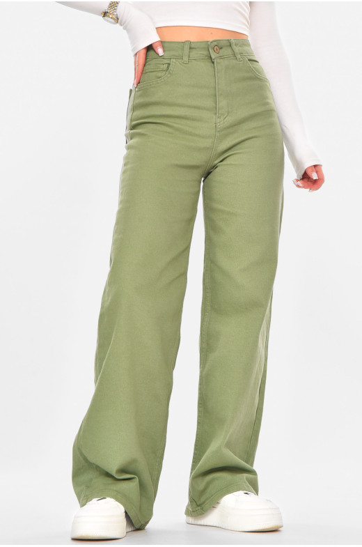 Джинсы женские однотонные зеленого цвета 1037 210717